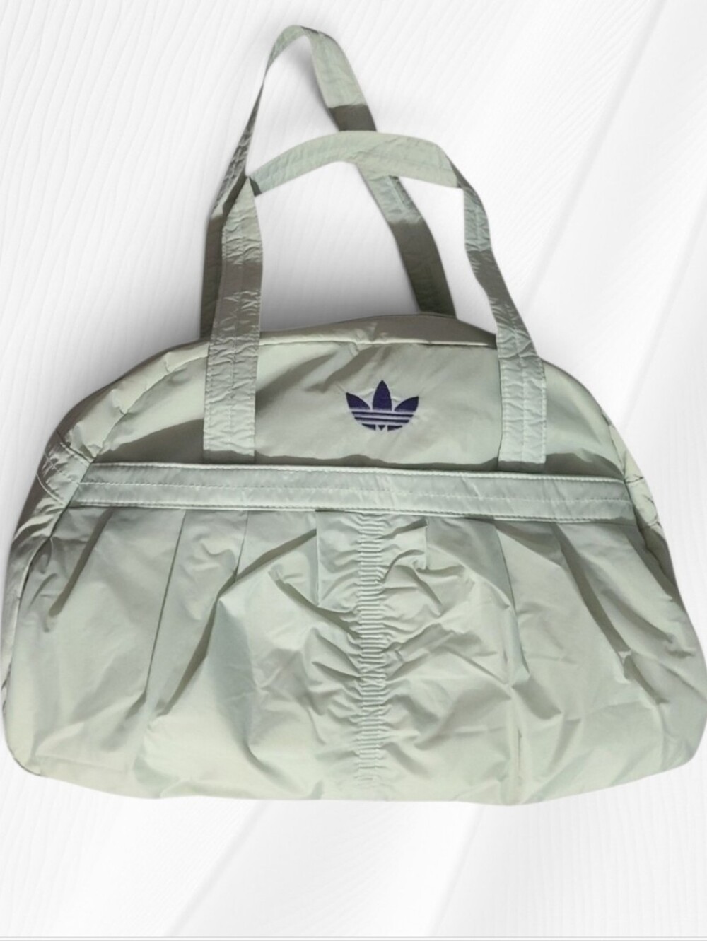 💣 Adidas Originals Ruched Nylon Bowling Bag Pastel Grey Purple Trefoil